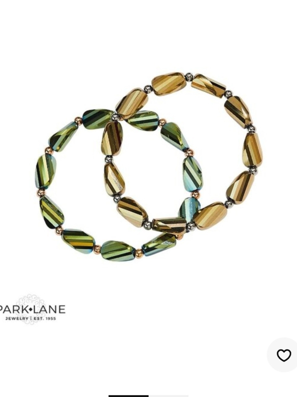 NWT Park Lane Jewelry "Regent" Bracelet Set of 2 – Bronze & Iridescent Green